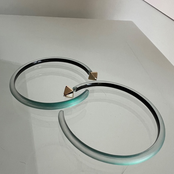 ALEXIS BITTAR Large Skinny Dark Teal Lucite Hoop Earrings - Picture 2 of 10
